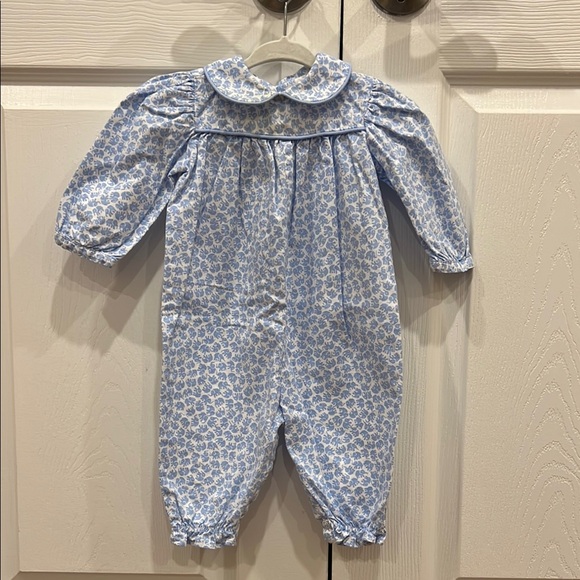 Bailey Boys Classics Blue and White Elephant Long Sleeve Romper - Picture 1 of 8